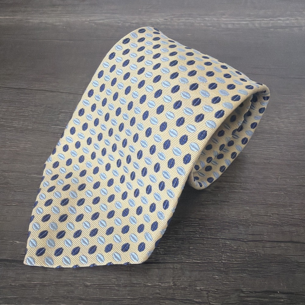 Men's‎ Brooks Brothers Makers 100% Silk Neck Tie Blue/Yellow Abstract
